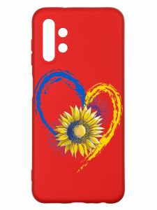 Матовий червоний чохол на Samsung A13 4G :: Серце з соняхом. Україна (принт 260)