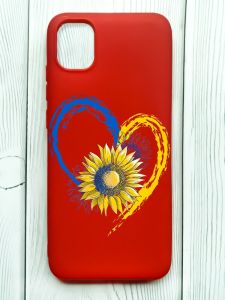 Матовий червоний чохол на Samsung Galaxy A04E/A042 :: Серце з соняхом. Україна (принт 260)