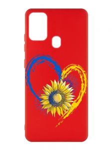 Матовий червоний чохол на Samsung Galaxy M30s/M21 :: Серце з соняхом. Україна (принт 260)