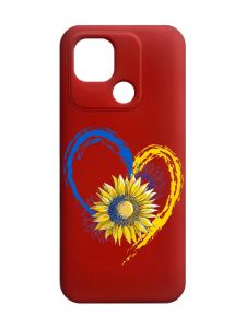 Матовий червоний чохол на Xiaomi Redmi 10C :: Серце з соняхом. Україна (принт 260)