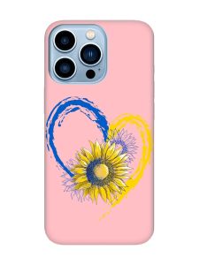 Матовий рожевий чохол на Apple iPhone 13 Pro Max :: Серце з соняхом. Україна (принт 260)