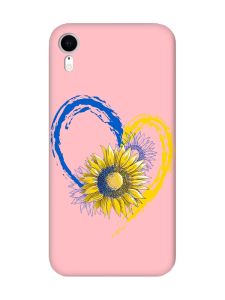 Матовий рожевий чохол на Apple iPhone XR :: Серце з соняхом. Україна (принт 260)