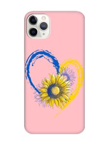 Матовий рожевий чохол на iPhone 11 Pro (5.8) :: Серце з соняхом. Україна (принт 260)