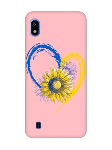 Матовий рожевий чохол на Samsung Galaxy A10 (2019) A105 :: Серце з соняхом. Україна (принт 260)