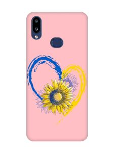 Матовий рожевий чохол на Samsung Galaxy A10s (A107) :: Серце з соняхом. Україна (принт 260)