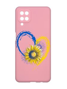 Матовий рожевий чохол на Samsung Galaxy A12 :: Серце з соняхом. Україна (принт 260)
