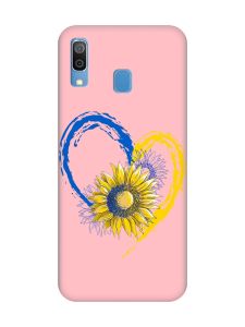 Матовий рожевий чохол на Samsung Galaxy A30 (2019) / A20 (2019) :: Серце з соняхом. Україна (принт 260)