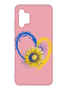 Матовий рожевий чохол на Samsung Galaxy A32 :: Серце з соняхом. Україна (принт 260)