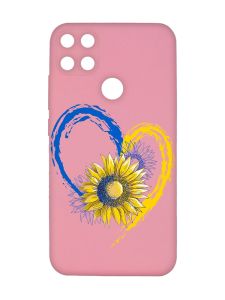 Матовий рожевий чохол на Xiaomi Redmi 10C :: Серце з соняхом. Україна (принт 260)