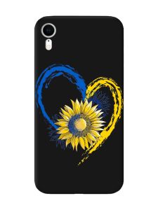 Матовий чорний чохол на Apple iPhone XR :: Серце з соняхом. Україна (принт 260)