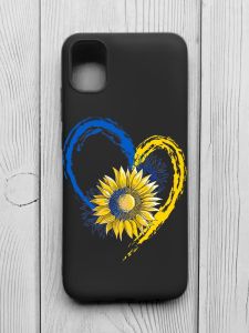 Матовий чорний чохол на Samsung Galaxy A04E/A042 :: Серце з соняхом. Україна (принт 260)
