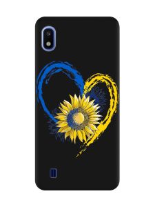 Матовий чорний чохол на Samsung Galaxy A10 (2019) A105 :: Серце з соняхом. Україна (принт 260)