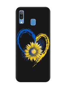 Матовий чорний чохол на Samsung Galaxy A30 (2019) / A20 (2019) :: Серце з соняхом. Україна (принт 260)