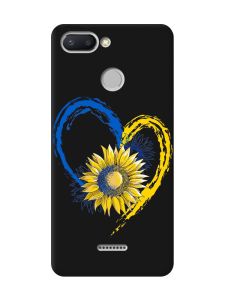 Матовий чорний чохол на Xiaomi Redmi 6 :: Серце з соняхом. Україна (принт 260)