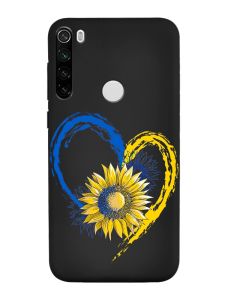Матовий чорний чохол на Xiaomi Redmi Note 8T :: Серце з соняхом. Україна (принт 260)