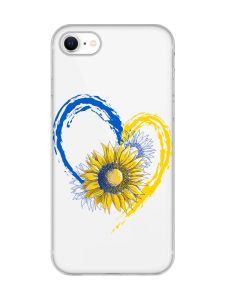 Прозорий чохол для iPhone 7, 8 :: Серце з соняхом. Україна (принт 260)