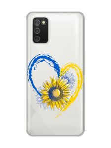 Прозорий чохол для Samsung Galaxy A02s :: Серце з соняхом. Україна (принт 260)