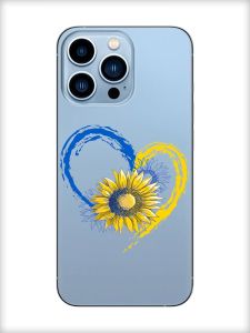 Прозорий чохол на Apple iPhone 13 Pro Max :: Серце з соняхом. Україна (принт 260)