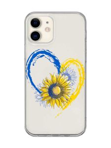 Прозорий чохол на iPhone 12 mini :: Серце з соняхом. Україна (принт 260)