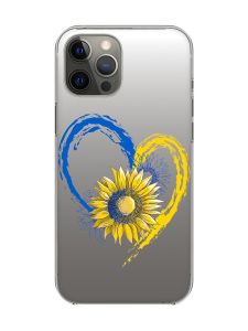 Прозорий чохол на iPhone 12 Pro Max :: Серце з соняхом. Україна (принт 260)