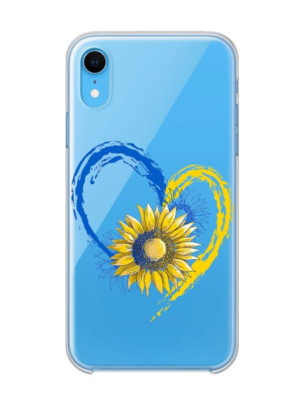 Прозорий чохол на iPhone XR :: Серце з соняхом. Україна (принт 260)