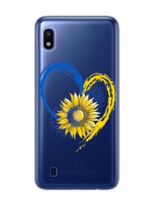 Прозорий чохол на Samsung Galaxy A10 (2019) A105 :: Серце з соняхом. Україна (принт 260)