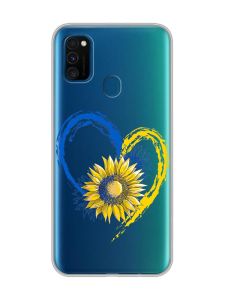 Прозорий чохол на Samsung Galaxy M30s/М21  :: Серце з соняхом. Україна (принт 260)