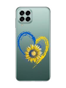 Прозорий чохол на Samsung Galaxy M33 5G :: Серце з соняхом. Україна (принт 260)