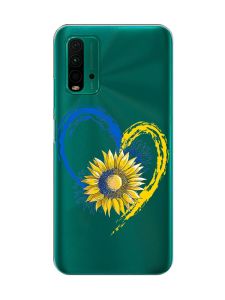 Прозорий чохол на Xiaomi Redmi 9T  :: Серце з соняхом. Україна (принт 260)