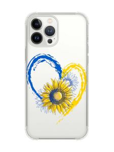 Чохол із потовщеними кутами на iPhone 14 Pro :: Серце з соняхом. Україна (принт 260)