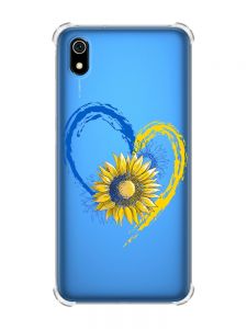Чохол з потовщеними кутами для Xiaomi Redmi 7A :: Серце з соняхом. Україна (принт 260)