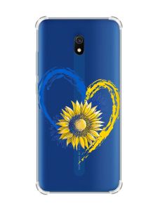 Чохол з потовщеними кутами на Xiaomi Redmi 8A :: Серце з соняхом. Україна (принт 260)