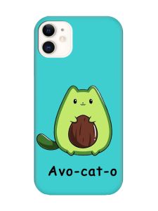 Матовий бірюзовий чохол на Apple iPhone 11 (6.1) :: Котик Авокадо (принт 306)