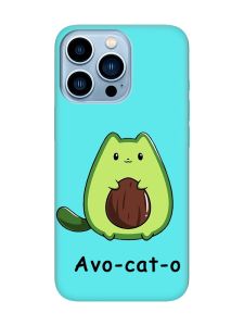 Матовий бірюзовий чохол на Apple iPhone 13 Pro Max :: Котик Авокадо (принт 306)