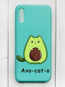 Матовий бірюзовий чохол на Xiaomi Redmi 9А :: Котик Авокадо (принт 306)