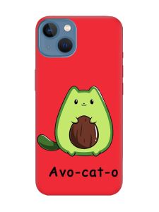 Матовий червоний чохол на Apple iPhone 13 :: Котик Авокадо (принт 306)