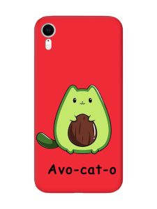 Матовий червоний чохол на Apple iPhone XR :: Котик Авокадо (принт 306)