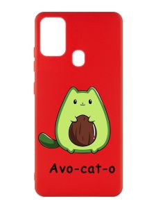 Матовий червоний чохол на Samsung Galaxy M30s/M21 :: Котик Авокадо (принт 306)