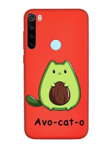 Матовий червоний чохол на Xiaomi Redmi Note 8T :: Котик Авокадо (принт 306)