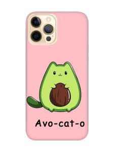 Матовий рожевий чохол на Apple iPhone 12 Pro Max :: Котик Авокадо (принт 306)