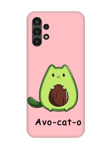 Матовий рожевий чохол на Samsung A13 4G :: Котик Авокадо (принт 306)