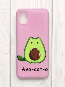 Матовий рожевий чохол на Samsung Galaxy A04E/A042 :: Котик Авокадо (принт 306)