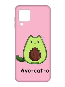 Матовий рожевий чохол на Samsung Galaxy A22 4G/M32/M22 :: Котик Авокадо (принт 306)