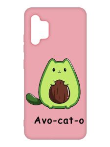 Матовий рожевий чохол на Samsung Galaxy A32 :: Котик Авокадо (принт 306)