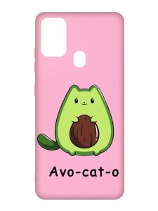 Матовий рожевий чохол на Samsung Galaxy M30s/M21 :: Котик Авокадо (принт 306)