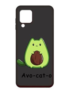 Матовий чорний чохол на Samsung Galaxy A22 4G/M32/M22 :: Котик Авокадо (принт 306)