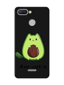 Матовий чорний чохол на Xiaomi Redmi 6 :: Котик Авокадо (принт 306)
