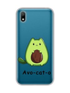 Прозорий чохол для Huawei Y5 2019 / Honor 8S :: Котик Авокадо (принт 306)