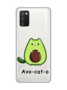 Прозорий чохол для Samsung Galaxy A02s :: Котик Авокадо (принт 306)