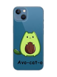 Прозорий чохол на Apple iPhone 13 :: Котик Авокадо (принт 306)